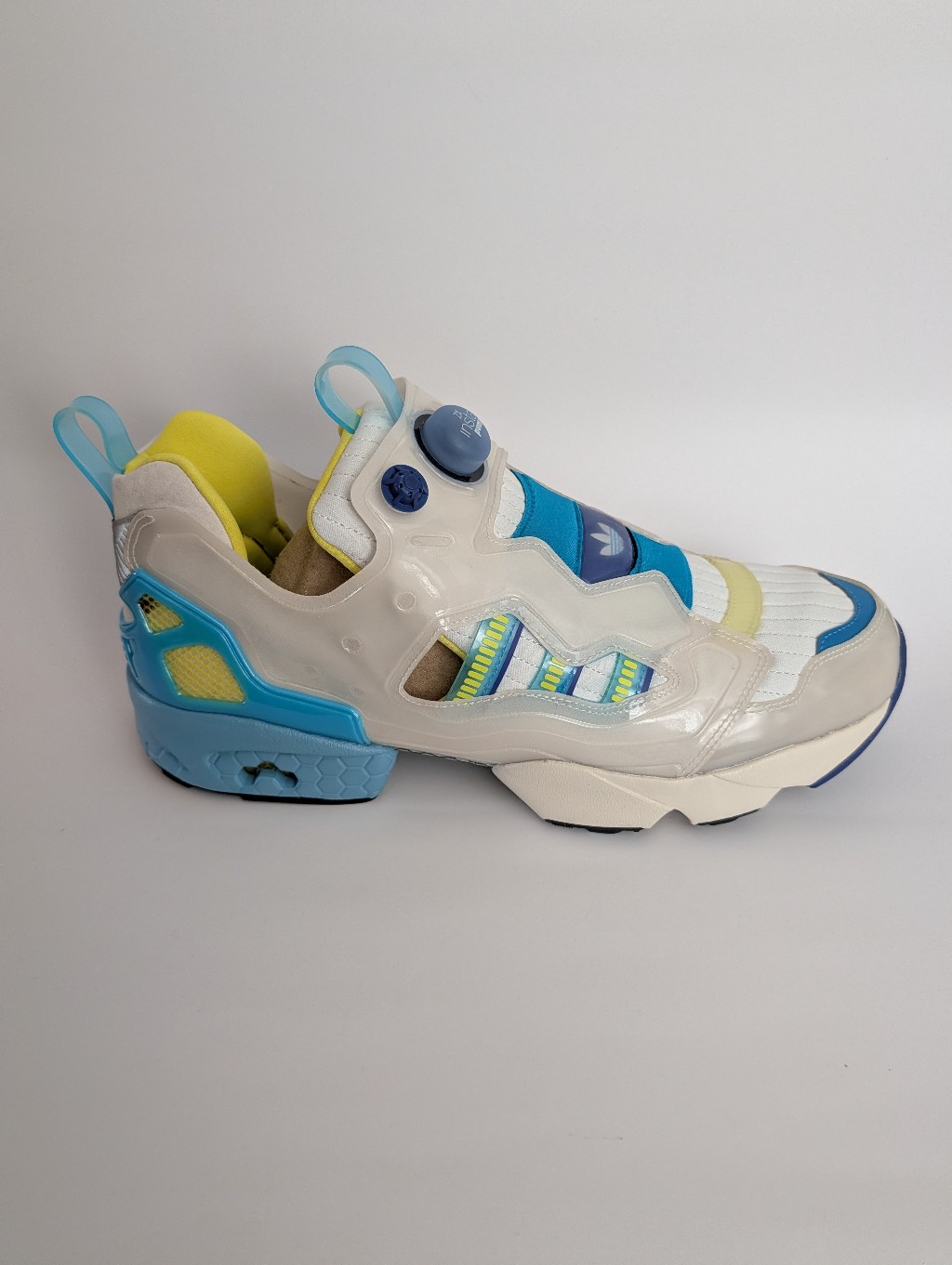 Nib. Adidas Zx Fury Pump Supreme Athletic Shoe - White/Blue/Yellow. Size 13